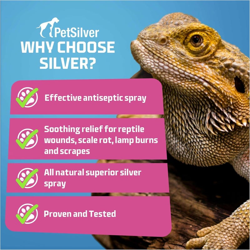 PetSilver Reptile Wound Spray with Chelated Silver – Reptile Wound Care for Snakes, Lizards, Geckos – Burns, Sores, Irritations & Scale Rot Treatment – Non-Toxic & Safe – Made in USA – 2 fl oz - Image 2